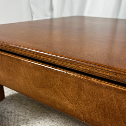 Modernist square coffee table in teak-stained beech veneer, 1970/80