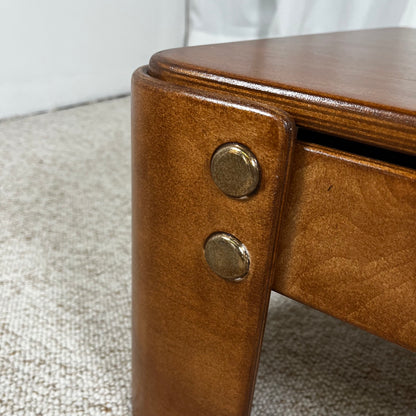 Modernist square coffee table in teak-stained beech veneer, 1970/80