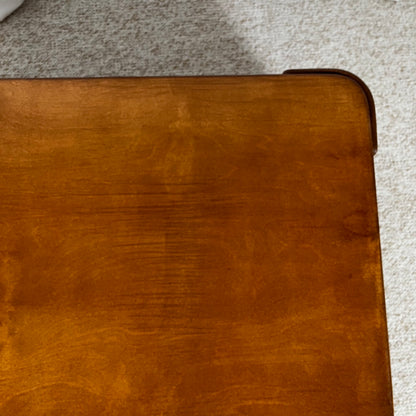 Modernist square coffee table in teak-stained beech veneer, 1970/80