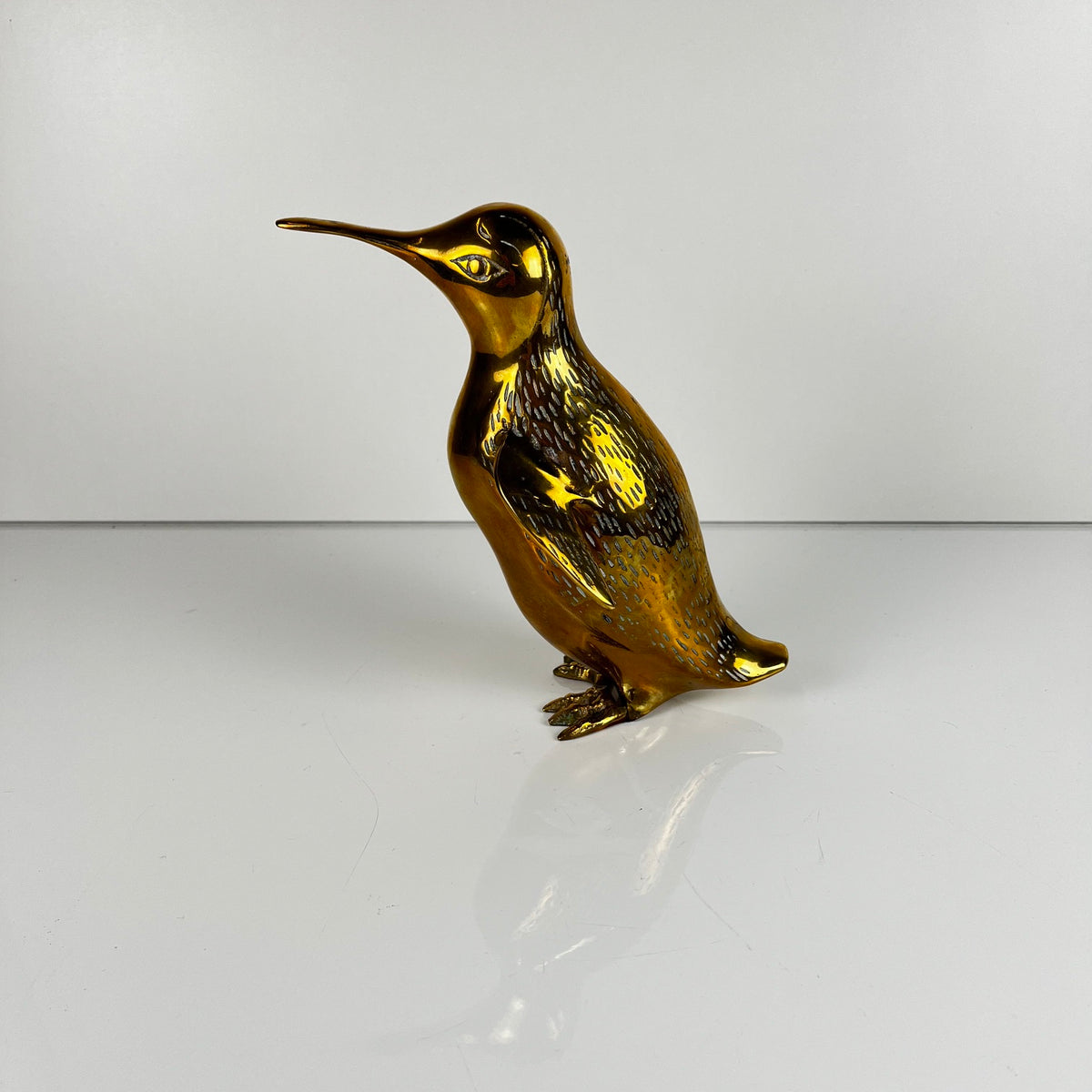 Sculpture de pingouin en laiton, style Hollywood regency - Midcentury modern