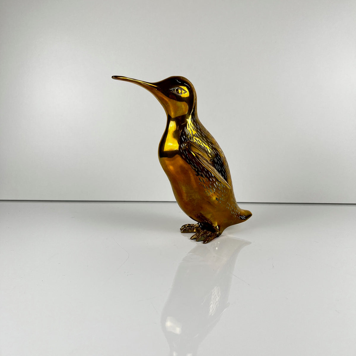 Sculpture de pingouin en laiton, style Hollywood regency - Midcentury modern