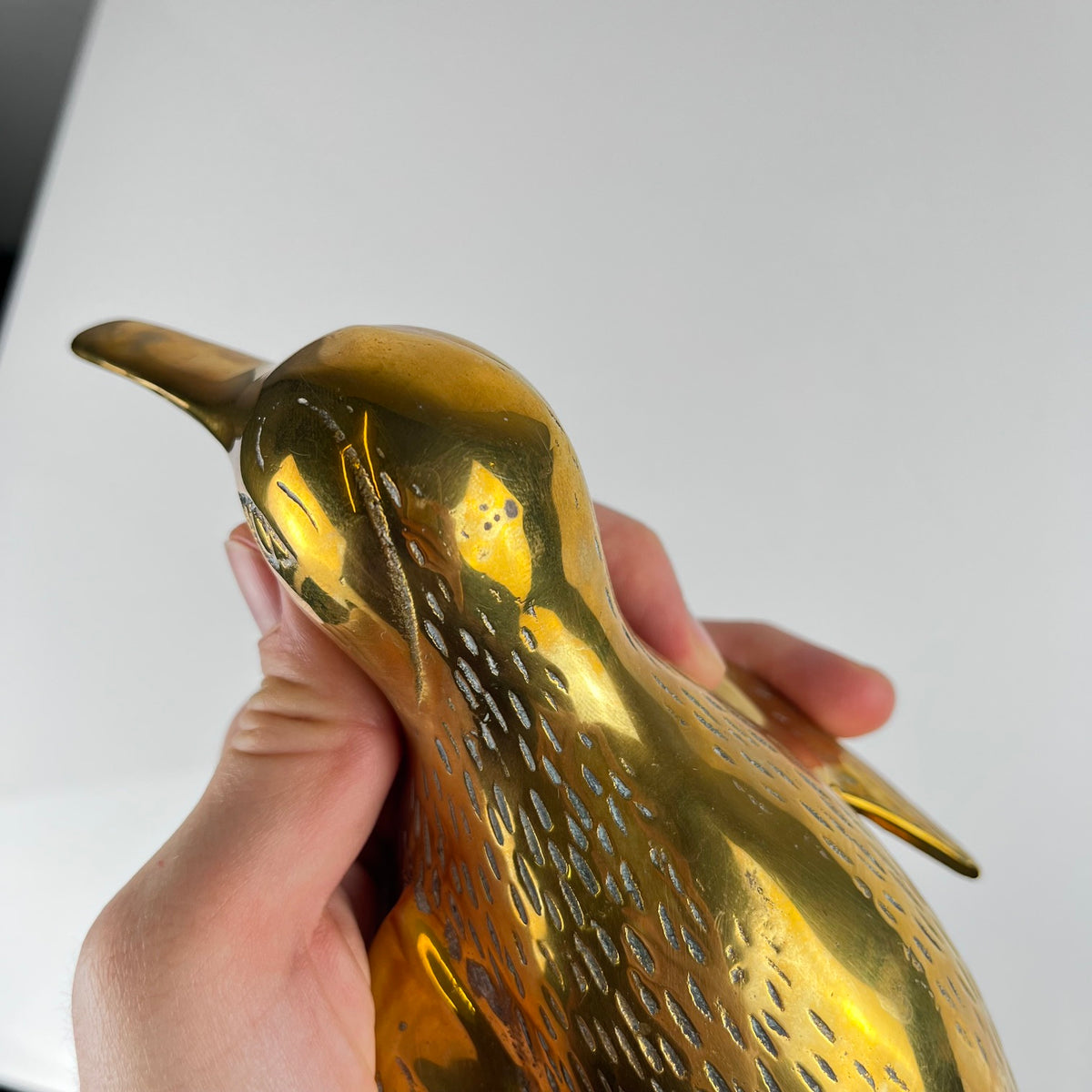 Sculpture de pingouin en laiton, style Hollywood regency - Midcentury modern