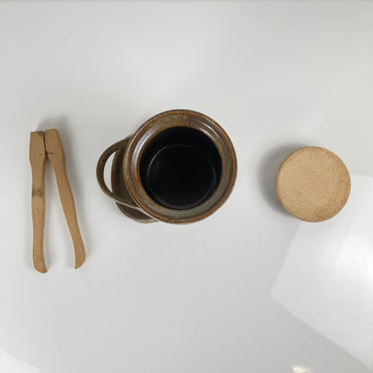 Pot à cornichon en grès avec pince