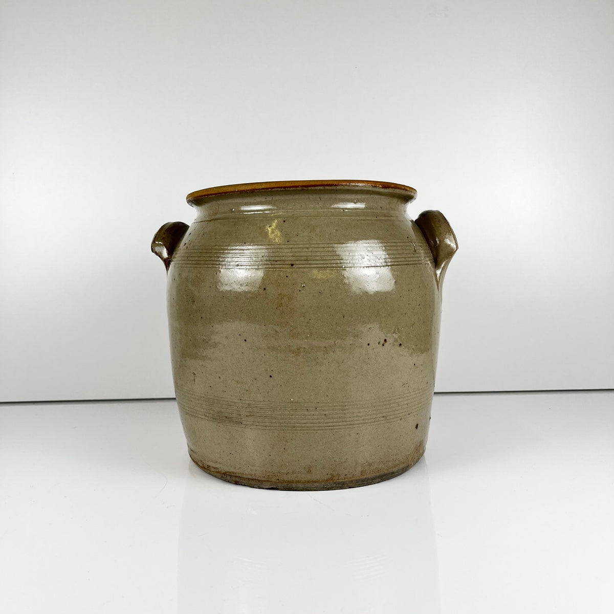 Antique stoneware confit pot, grey, 1900