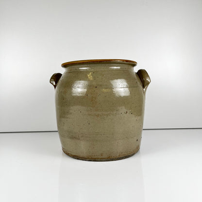 Antique stoneware confit pot, grey, 1900