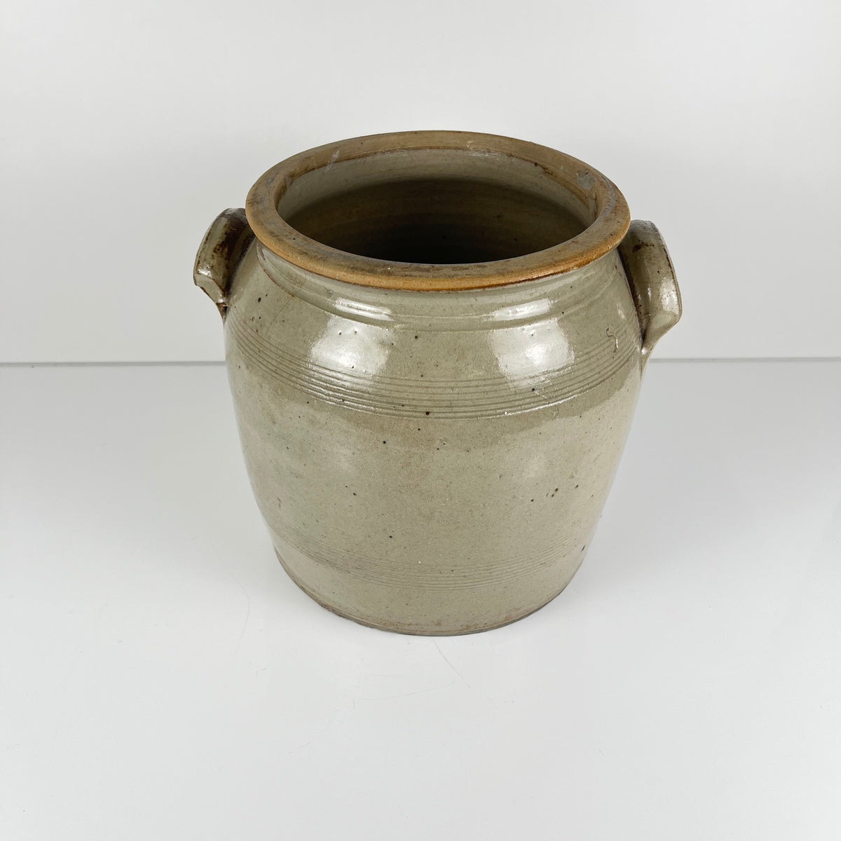 Antique stoneware confit pot, grey, 1900