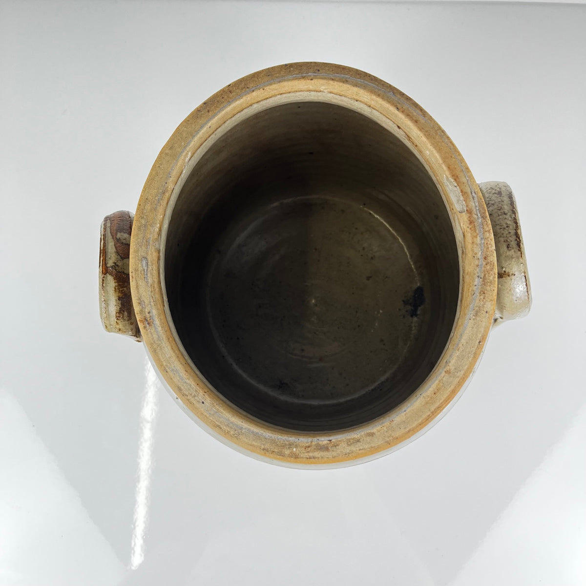 Antique stoneware confit pot, grey, 1900