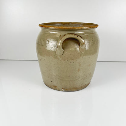 Antique stoneware confit pot, grey, 1900
