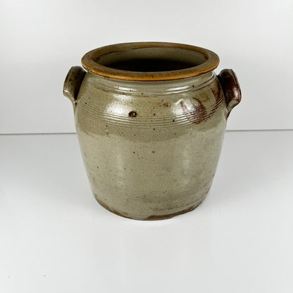 Antique stoneware confit pot, grey, 1900