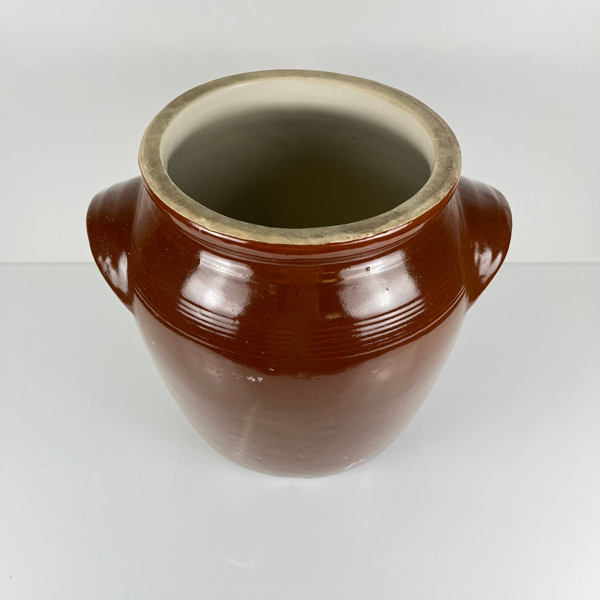 Grand Pot à confit / graisse ancien en grès , couleur marron, 1900