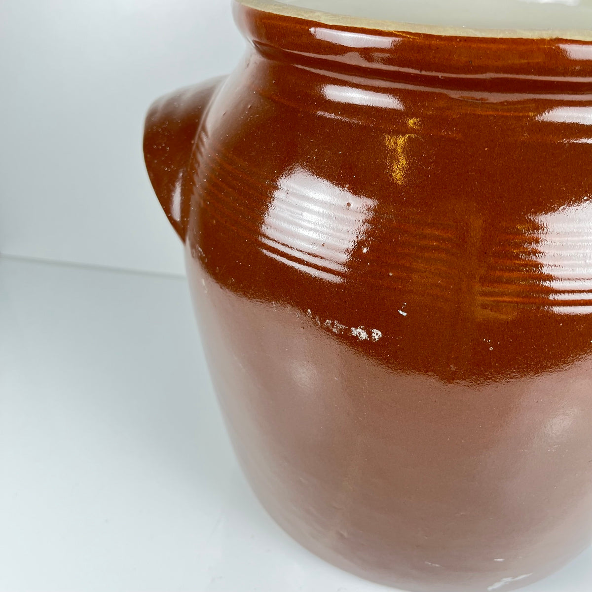 Grand Pot à confit / graisse ancien en grès , couleur marron, 1900