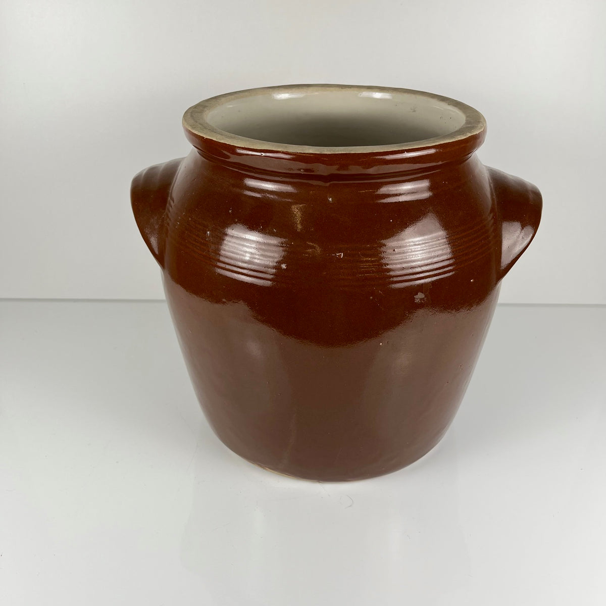 Grand Pot à confit / graisse ancien en grès , couleur marron, 1900