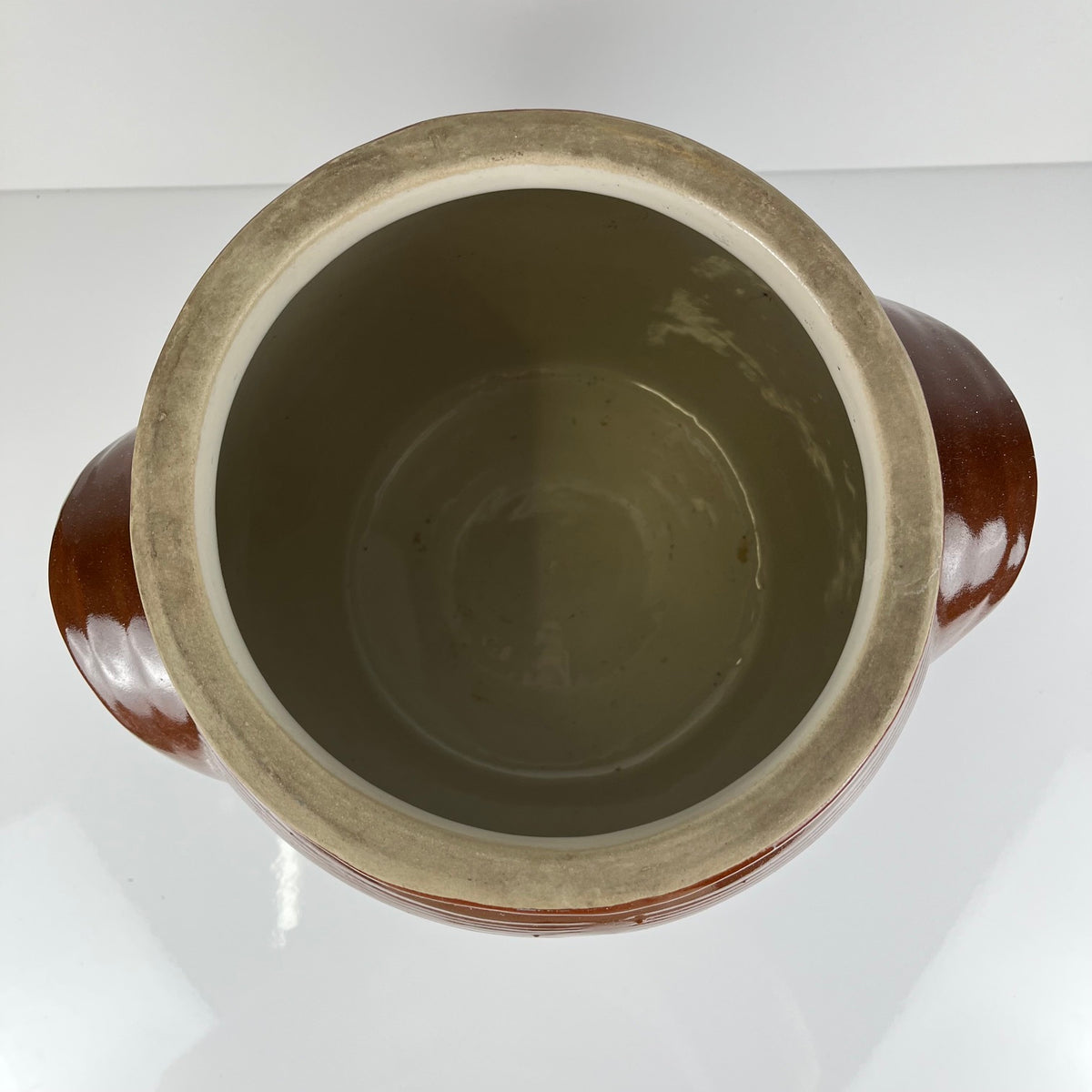 Grand Pot à confit / graisse ancien en grès , couleur marron, 1900