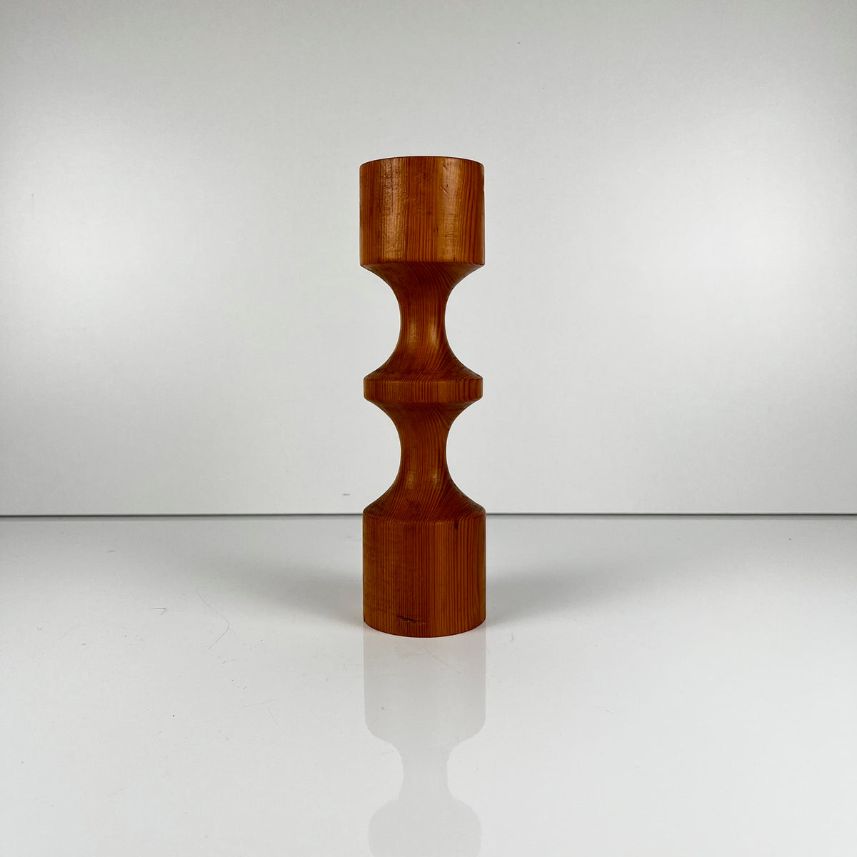 Bougeoir en bois tourné, pin,  Midcentury Modern , 1970