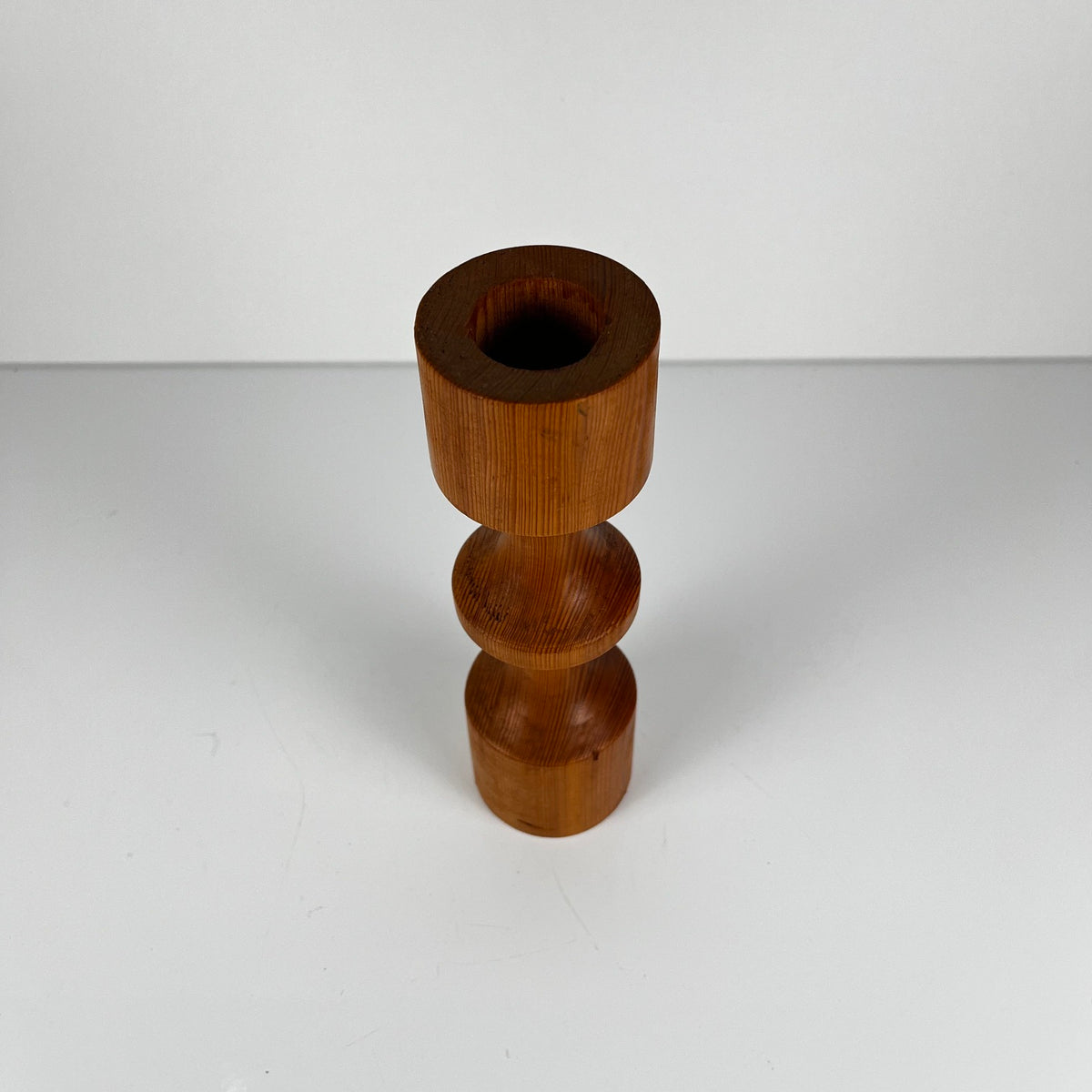 Bougeoir en bois tourné, pin,  Midcentury Modern , 1970