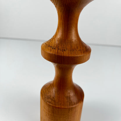 Bougeoir en bois tourné, pin,  Midcentury Modern , 1970