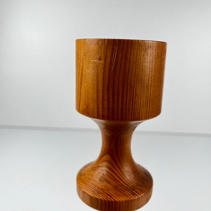 Bougeoir en bois tourné, pin,  Midcentury Modern , 1970