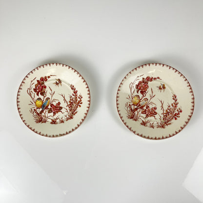 Rare pair of two KG Lunéville "tit" bread plates, 1875-1890