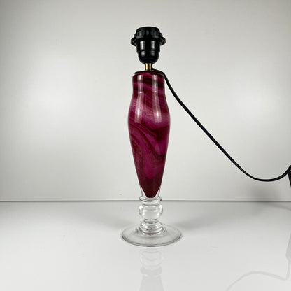 Pied de lampe en verre marmoréen rose par René Courson (1980/90)