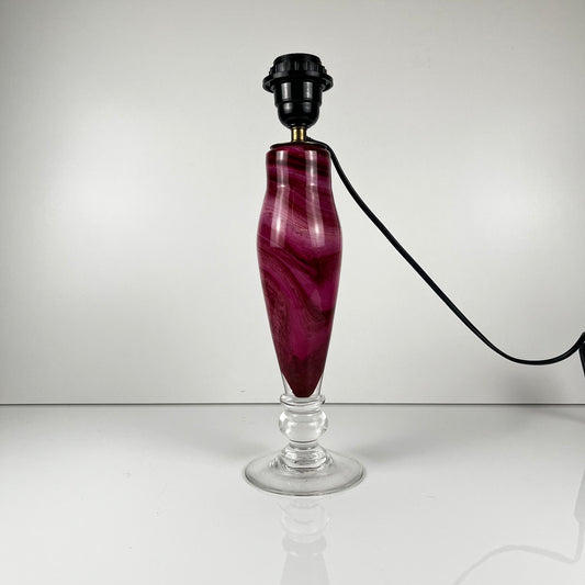 Pied de lampe en verre marmoréen rose par René Courson (1980/90)