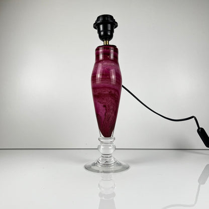 Pied de lampe en verre marmoréen rose par René Courson (1980/90)