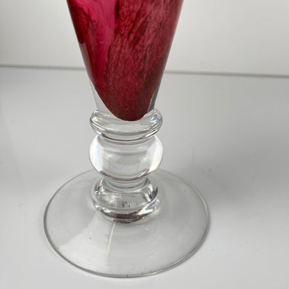 Pied de lampe en verre marmoréen rose par René Courson (1980/90)