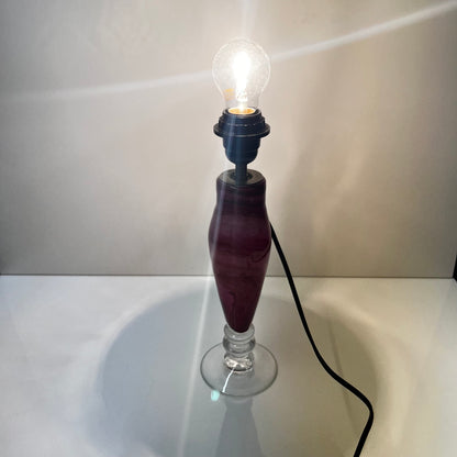 Pied de lampe en verre marmoréen rose par René Courson (1980/90)