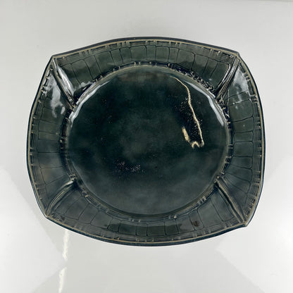 Coupe en céramique émaillé bleu/vert foncé par Pierre Baey , 1960