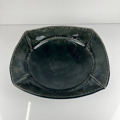 Coupe en céramique émaillé bleu/vert foncé par Pierre Baey , 1960