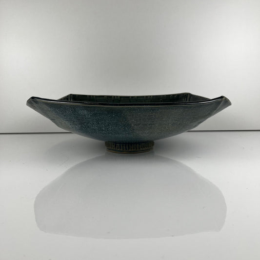 Coupe en céramique émaillé bleu/vert foncé par Pierre Baey , 1960