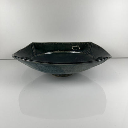 Coupe en céramique émaillé bleu/vert foncé par Pierre Baey , 1960