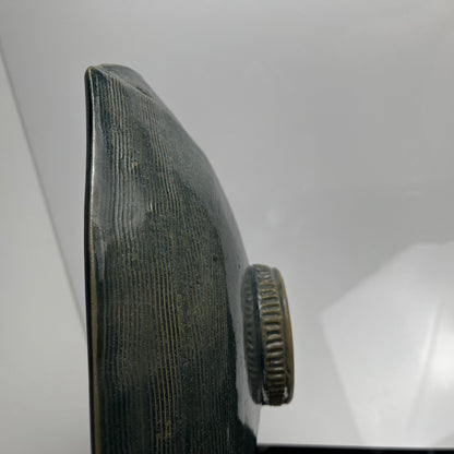 Coupe en céramique émaillé bleu/vert foncé par Pierre Baey , 1960