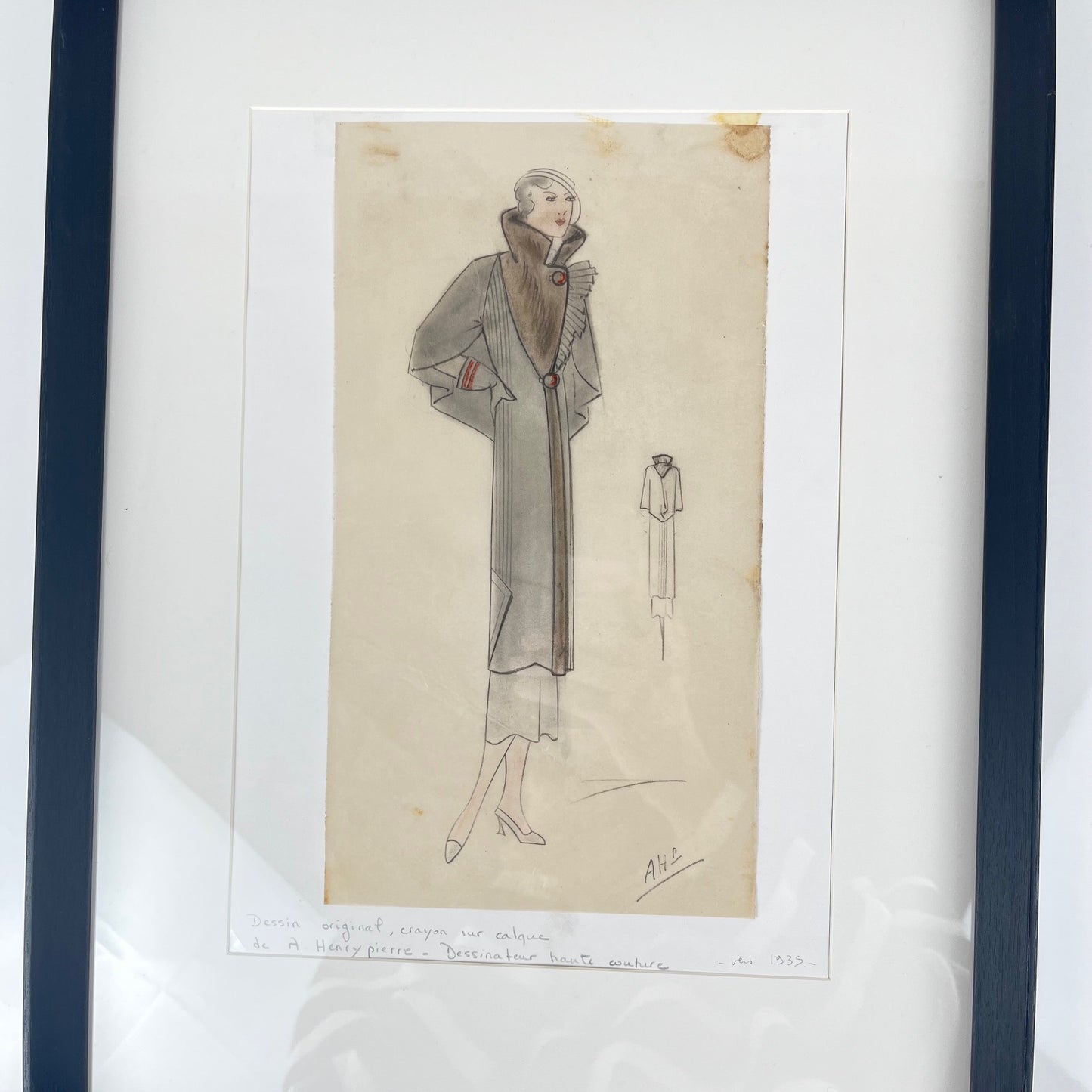 Croquis de mode sur calque par A. Henry Pierre, 1935