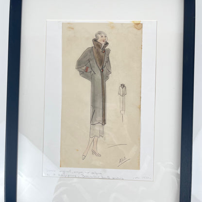 Croquis de mode sur calque par A. Henry Pierre, 1935