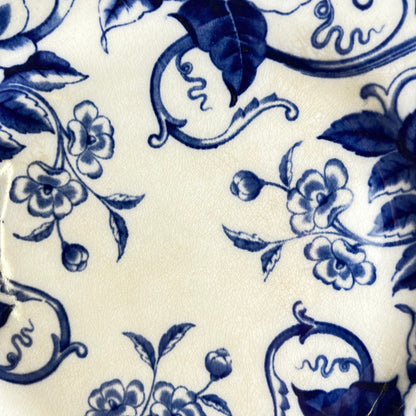 "Flora" ,Terre de Fer Pedestal Plate – Creil et Montereau, 19th Century, Blue