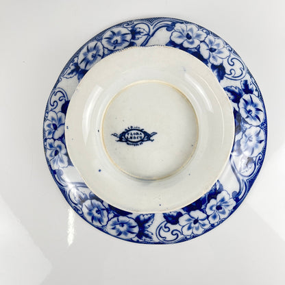 "Flora" ,Terre de Fer Pedestal Plate – Creil et Montereau, 19th Century, Blue