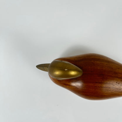 Sculpture midcentury de canard en teck et laiton, 1960/70