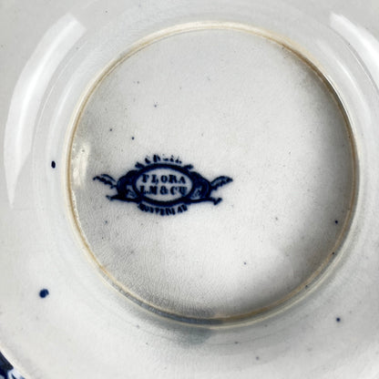 "Flora" ,Terre de Fer Pedestal Plate – Creil et Montereau, 19th Century, Blue