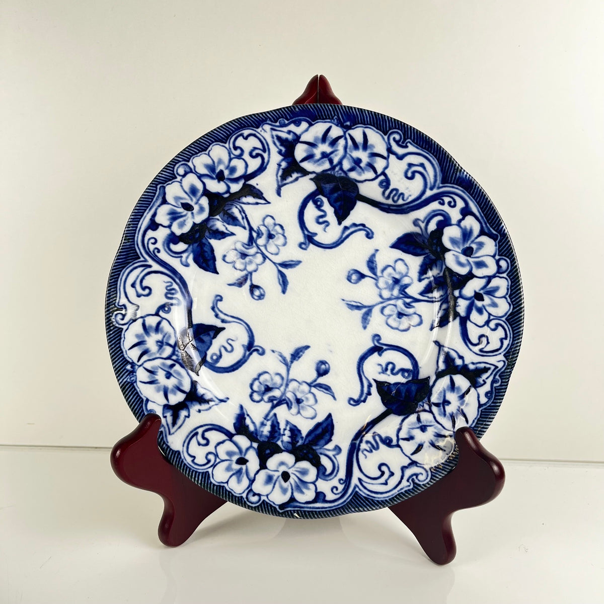 Set de 4 Assiettes à dessert en Terre de Fer « Flora » – Creil et Montereau, XIXe siècle, bleu