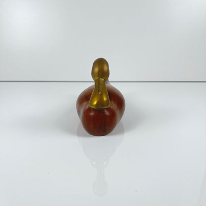 Sculpture midcentury de canard en teck et laiton, 1960/70