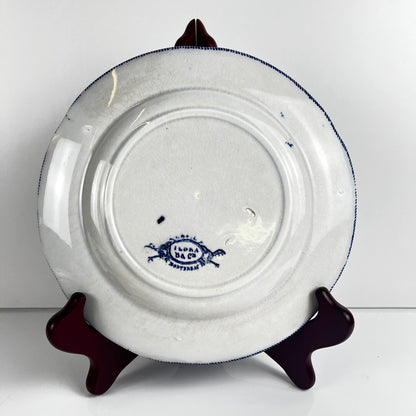 Set de 4 Assiettes à dessert en Terre de Fer « Flora » – Creil et Montereau, XIXe siècle, bleu