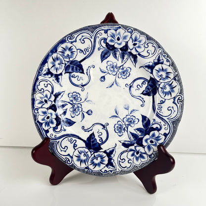 Set of 6 "Flora" *Terre de Fer* dessert plates – Creil et Montereau, 19th century, blue