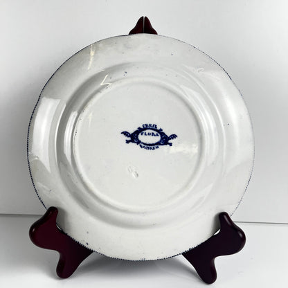 Set of 6 "Flora" *Terre de Fer* dessert plates – Creil et Montereau, 19th century, blue