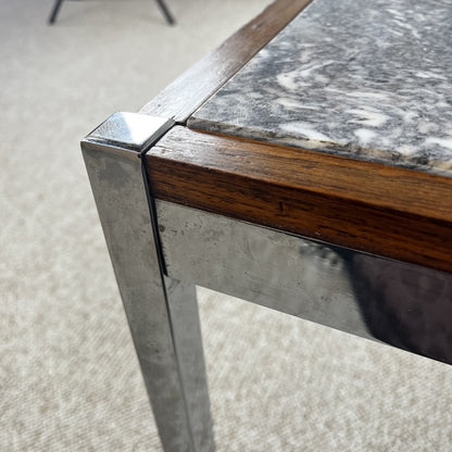 XL Mid-century modern coffee table in metal, rosewood, and Arabescato marble, Italy, 1970