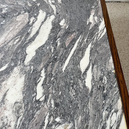 XL Mid-century modern coffee table in metal, rosewood, and Arabescato marble, Italy, 1970