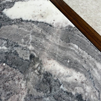 XL Mid-century modern coffee table in metal, rosewood, and Arabescato marble, Italy, 1970