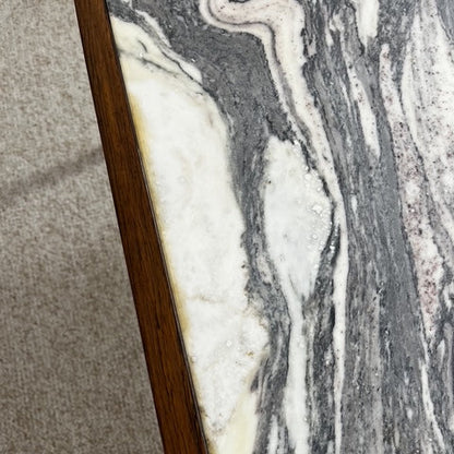 XL Mid-century modern coffee table in metal, rosewood, and Arabescato marble, Italy, 1970