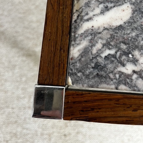 XL Mid-century modern coffee table in metal, rosewood, and Arabescato marble, Italy, 1970