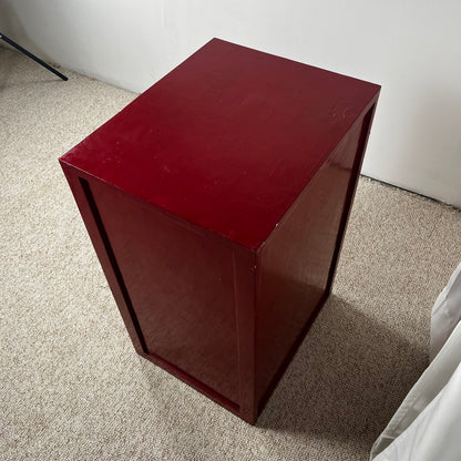 Small red-lacquered pine workshop cabinet, 1980