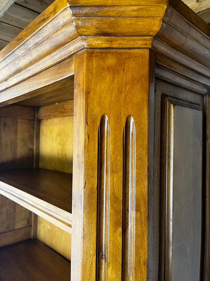 Open cherrywood bookcase, French classical style, Louis-Philippe influence, 1950.